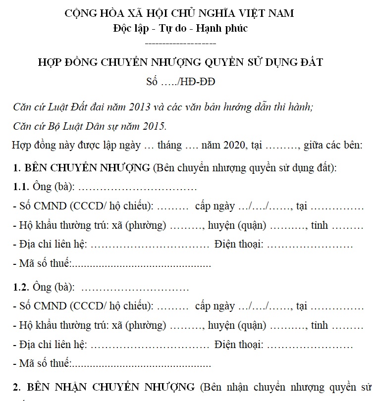 Hợp đông công chứng quyền sử dụng đất