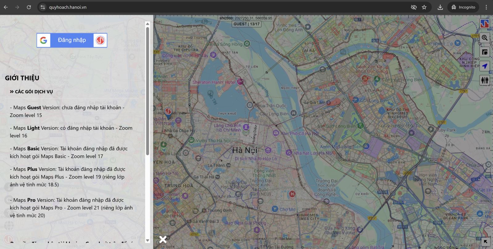Tại Hà Nội, người dân có thể tra cứu quy hoạch cụ thể trên website