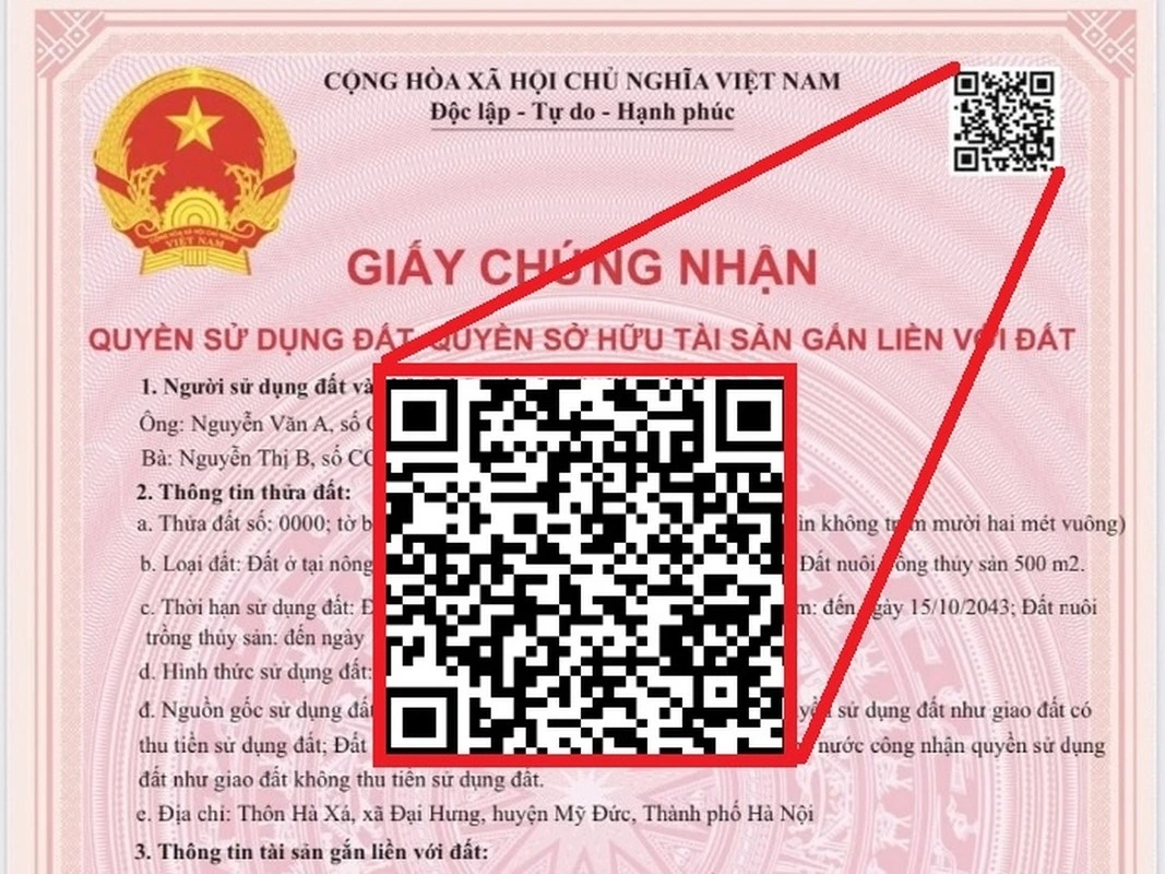 Sổ đỏ mới có tích hợp mã QR code