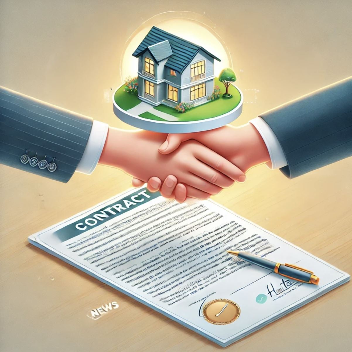 Hình ảnh minh hoạ khách mua và chủ nhà ký hợp đồng công chứng thành công